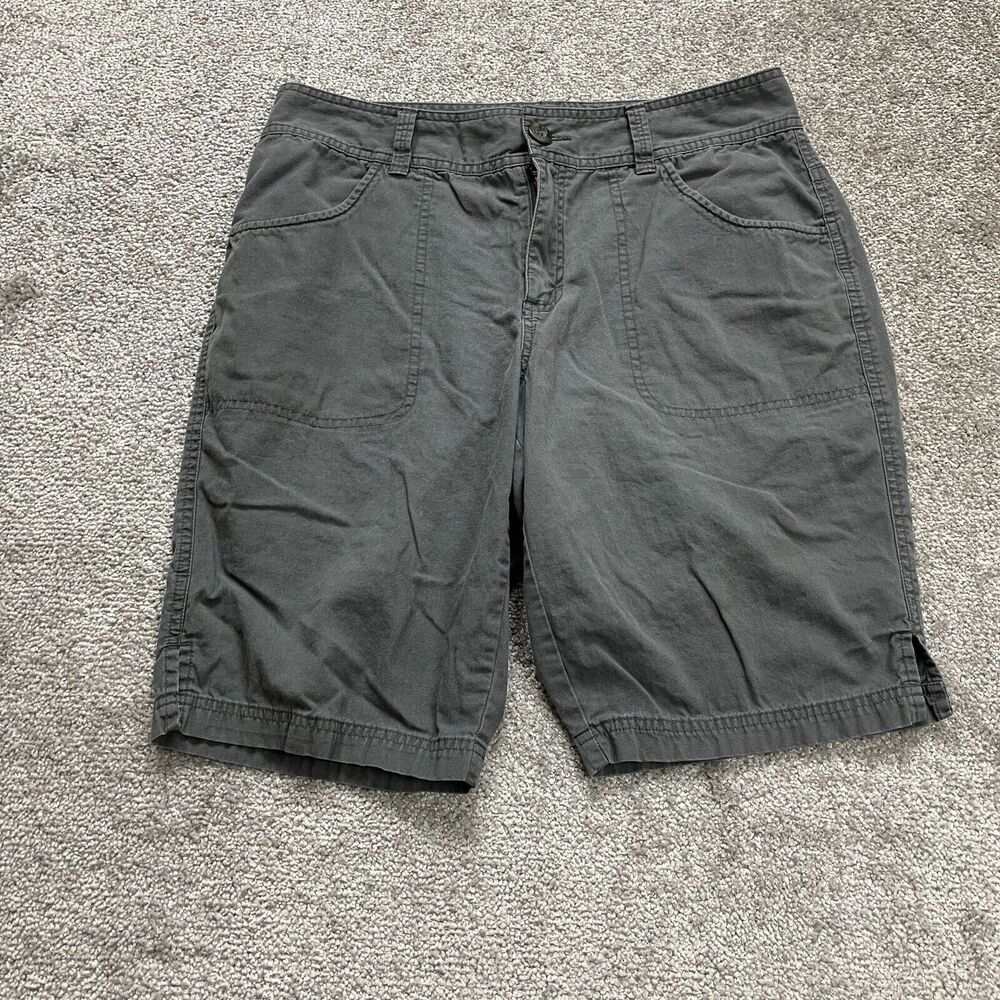 Columbia Bermuda Chino Shorts Women 10 Gray Cotton High Rise Slash Pocket Casual